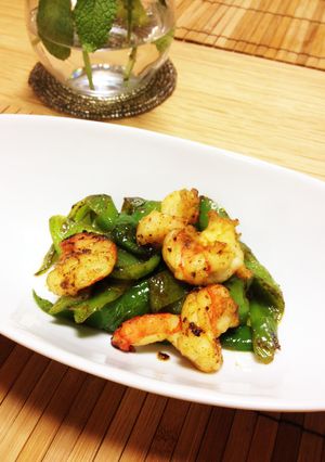 万願寺とエビのカレー炒め♪-レシピのメイン写真