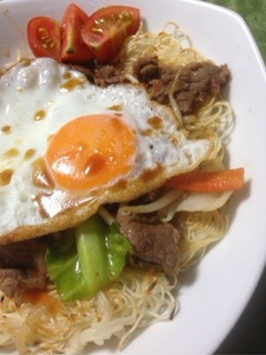 焼肉のタレで☆堅焼きそうめん-レシピのメイン写真