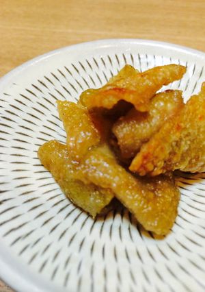 簡単おつまみ居酒屋風~鶏皮のパリパリ焼~-レシピのメイン写真