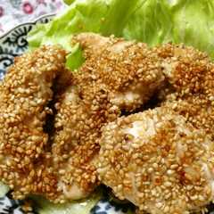 A picture of 鶏ささみの胡麻つけ焼き.