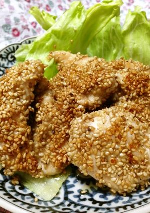 鶏ささみの胡麻つけ焼き-レシピのメイン写真