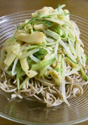 レンチン簡単♪もやし胡瓜メンマ中華風蕎麦-レシピのメイン写真
