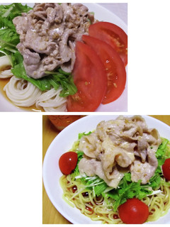 冷しゃぶサラダのせ麺-レシピのメイン写真