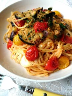 なす★トマト★モッツァレラチーズのパスタ-レシピのメイン写真