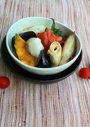 ＊練り梅とまと＊のぶっかけそうめん-レシピのメイン写真