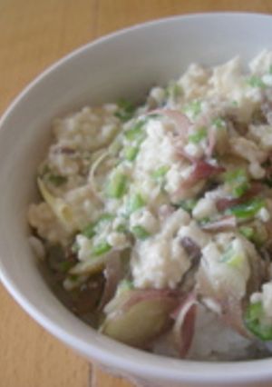 夏の昼に！切って混ぜるだけ♪夏野菜豆腐丼-レシピのメイン写真