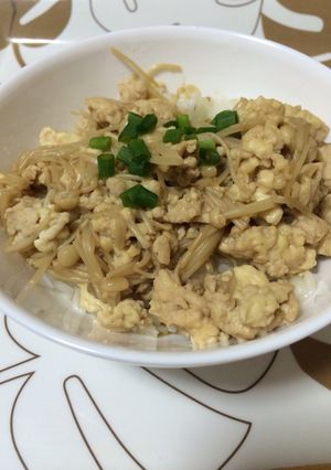 豆腐とえのきとひき肉丼-レシピのメイン写真