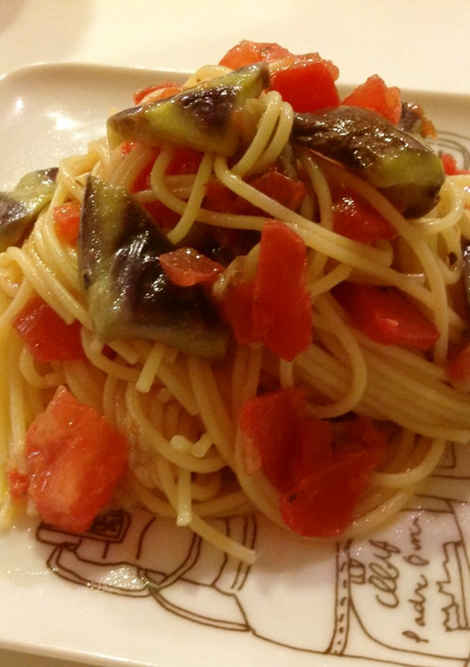 簡単美味☆とろっナスとトマトの冷製パスタ-レシピのメイン写真