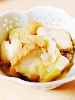 切って煮るだけ!キャベツと厚揚げの煮浸し-レシピのメイン写真