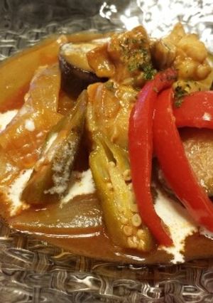 簡単！夏野菜とチキンのトマト煮込み♡-レシピのメイン写真