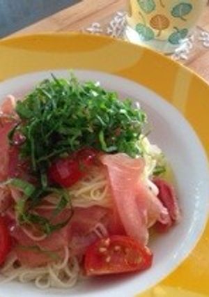簡単 冷製生ハムトマトそうめん-レシピのメイン写真