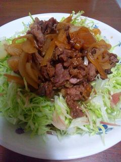 牛肉の甘辛炒め〜香味キャベツ添え☆-レシピのメイン写真