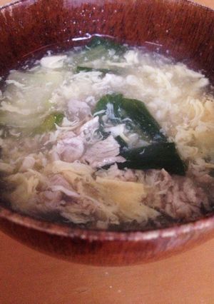 15分 豚肉とチンゲン菜の卵スープ-レシピのメイン写真