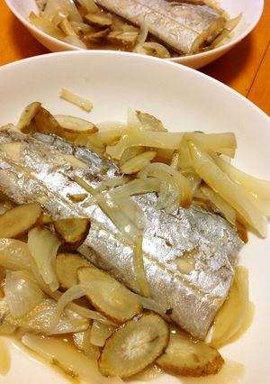 3分クック！たち魚とごぼう、玉葱のお酢煮-レシピのメイン写真