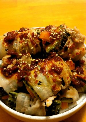 ゴーヤと人参の肉巻き 韓国風-レシピのメイン写真
