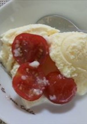 バニラアイスにプチトマト-レシピのメイン写真
