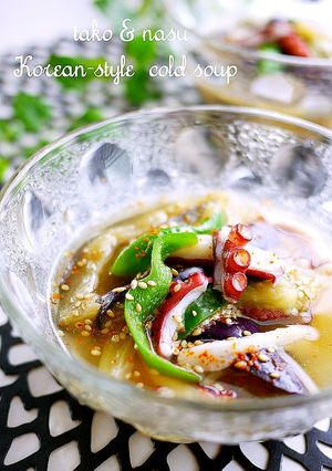 茄子とタコの冷たいスープ韓国冷汁ネングッ-レシピのメイン写真