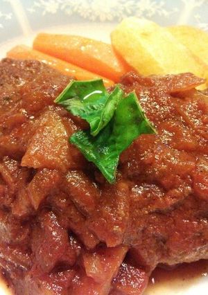 トマト缶で 煮込みハンバーグ-レシピのメイン写真