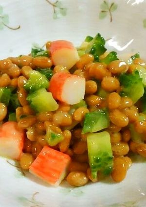 ゴーヤとカニ蒲鉾の納豆あえ♪-レシピのメイン写真