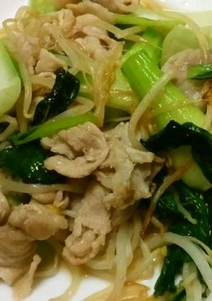 【お手軽】チンゲン菜と豚バラ肉の野菜炒め-レシピのメイン写真
