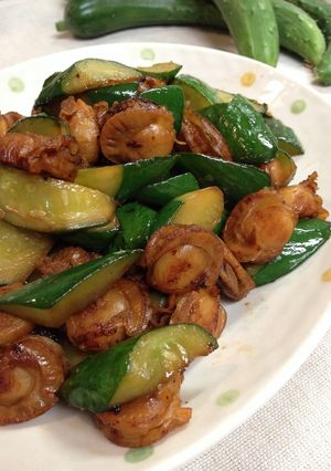 ベビーホタテと胡瓜の醤油煮炒め-レシピのメイン写真