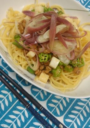 茗荷たっぷり☆ねばねばパスタ-レシピのメイン写真
