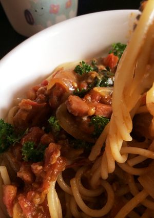 チーズとろーりトマトソースパスタ-レシピのメイン写真
