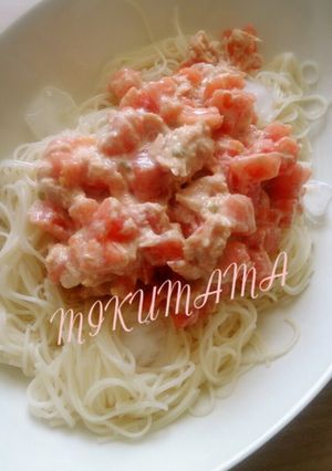 さっぱり美味しい♡トマトﾂﾅﾏﾖそうめん-レシピのメイン写真
