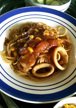 生トマト魚介パスタ☆バジル風味簡単-レシピのメイン写真
