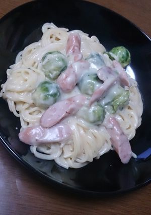 芽キャベツのｸﾘｰﾑﾊﾟｽﾀ-レシピのメイン写真