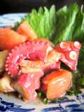 たことトマトのにんにく醤油マリネ