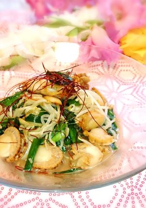 ホタテとニラのにんにく醤油炒め-レシピのメイン写真