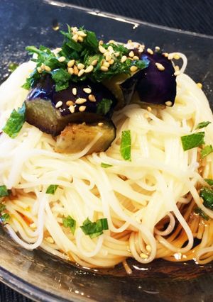 ♪茄子の揚げ浸し酸辣そうめん♪-レシピのメイン写真