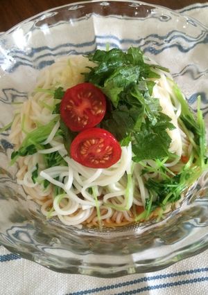 簡単栄養アップ！豆苗そうめん-レシピのメイン写真