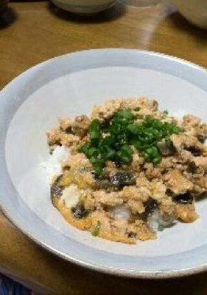 節約！鶏ひき肉と茄子の親子丼☆-レシピのメイン写真