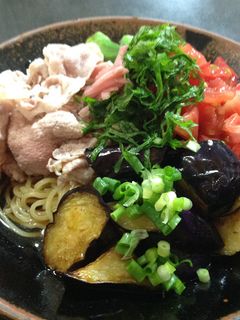 揚げ茄子と冷しゃぶの冷やし中華-レシピのメイン写真