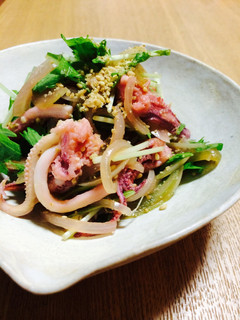 暑い日にはレンジ☆イカと水菜のポン酢和え-レシピのメイン写真