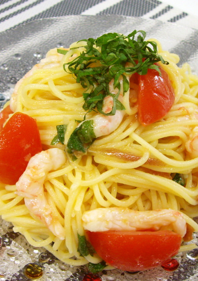 甘エビとトマトの梅しそパスタ-レシピのメイン写真