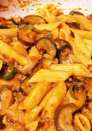 ペンネと夏野菜のミートソース-レシピのメイン写真