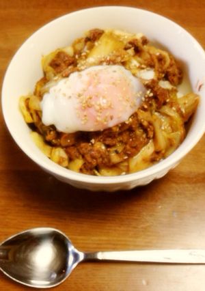 鯖キムチ温玉丼-レシピのメイン写真