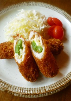 いんげんとチーズのささみロールカツ♪-レシピのメイン写真