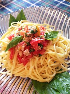 簡単!ランチに☆トマトとツナの冷製パスタ-レシピのメイン写真