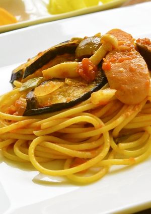 夏野菜★トマトとナスの塩糀パスタ♪-レシピのメイン写真