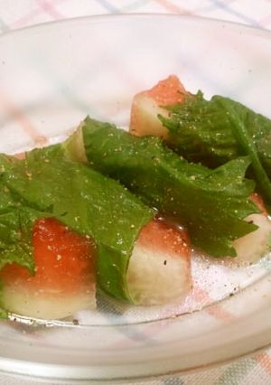 ごま油香る☆スイカと大葉の前菜-レシピのメイン写真
