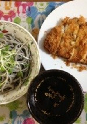 とんかつつけそばの定食風ランチ-レシピのメイン写真