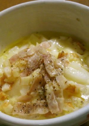 レンチン温豆腐♪冬瓜ちくわ豆腐ベーコンで-レシピのメイン写真