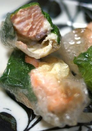 サーモンと湯葉のライスペーパー揚巻-レシピのメイン写真
