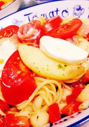 桃の冷製パスタ♡♡-レシピのメイン写真