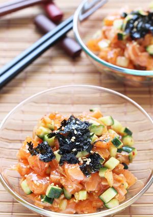 レッド&ホットなコリアンたるたるサーモン-レシピのメイン写真