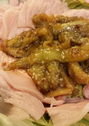 焼き茄子のちょい辛ソースで豚しゃぶサラダ-レシピのメイン写真